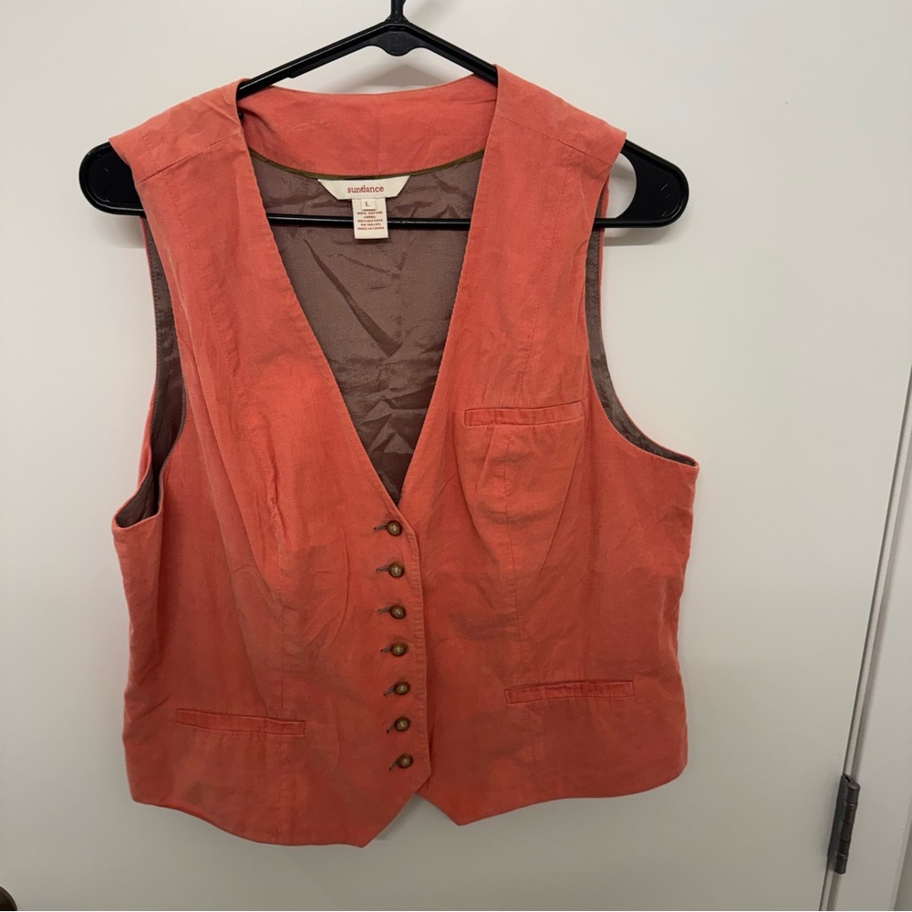Sundance Coral Button Down Vest